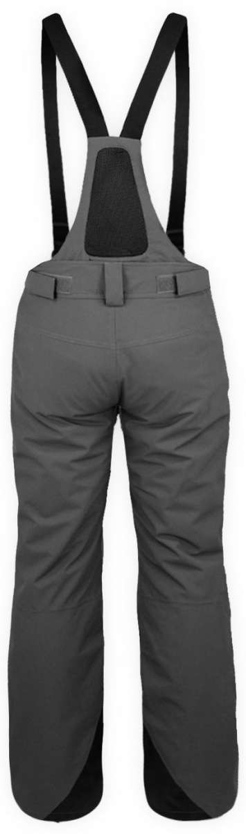 Boulder Gear Dispatch Removable Bib Pant 2022 - A pair of gray snow pants with a black strap and buckle on the waist, featuring a zippered pocket at the thigh.