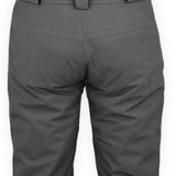 Boulder Gear Dispatch Removable Bib Pant 2022 - A pair of gray snow pants with a black strap and buckle on the waist, featuring a zippered pocket at the thigh.