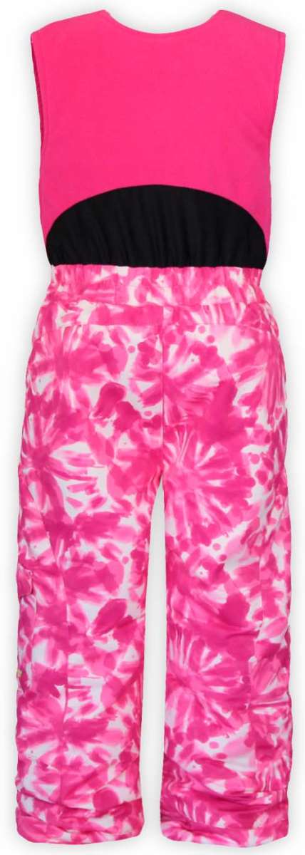 Boulder Gear Girls Hailey Insulated Bib 2022-2023 - A pink and black insulated bib with a floral pattern on the lower portion.