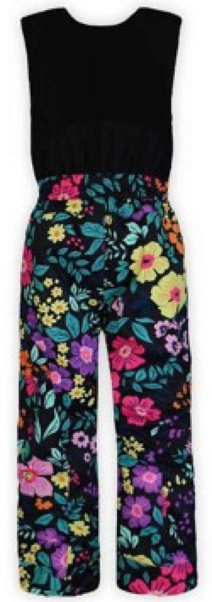 Boulder Gear Girls Hailey Insulated Bib 2024 - A black bib with a colorful floral pattern of pink, purple, yellow and green flowers.
