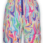 Boulder Gear Girls Hailey Insulated Bib 2024 - A white snowsuit with a colorful, abstract pattern of pink, purple, green, and orange squiggles.