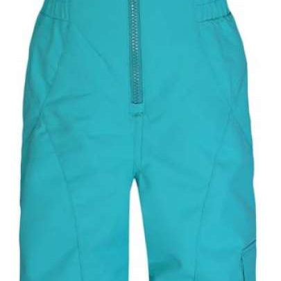 Boulder Gear Girls Hailey Insulated Bib 2024 - A turquoise insulated snowsuit with a zipper down the front and two pockets on either side of the waist.