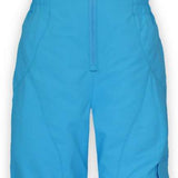 Boulder Gear Girls Hailey Insulated Bib 2024 - A light blue snowsuit with a white logo on the chest and shoulder straps, featuring a zipper down the front.