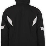 Boulder Gear Hyper Tech Insulated Jacket 2022-2023 - A black jacket with a hood, featuring two white diagonal stripes on each sleeve.