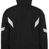 Boulder Gear Hyper Tech Insulated Jacket 2022-2023 - A black jacket with a hood, featuring two white diagonal stripes on each sleeve.