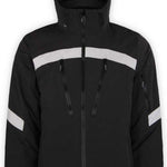 Boulder Gear Hyper Tech Insulated Jacket 2022-2023 - A black jacket with a white stripe across the chest and two zippered pockets on either side of the waist.