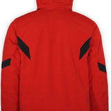 Boulder Gear Hyper Tech Insulated Jacket 2022-2023 - A red jacket with black accents on the shoulders and chest, featuring a hood and zippered pockets.