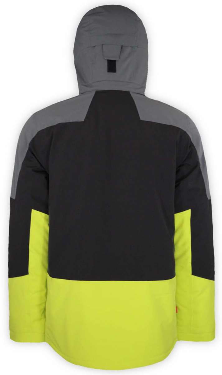 Boulder Gear Impact Tech Insulated Jacket 2022-2023 - A black jacket with gray accents and a hood, featuring a zippered front and two side pockets.