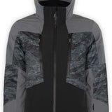 Boulder Gear Impact Tech Insulated Jacket 2022-2023 - A black and gray jacket with a hood, featuring a pattern of diagonal lines on the chest area.