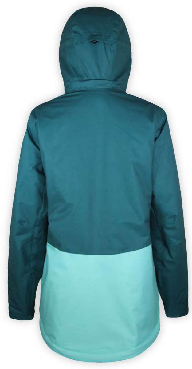 Boulder Gear Women's June Insulated Jacket 2022-2023 - A dark teal jacket with a hood, featuring a solid color design and zippered pockets on both sides.