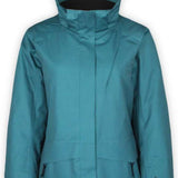 Boulder Gear Women's June Insulated Jacket 2022-2023 - A women's insulated jacket with a hood, featuring a black and white plaid pattern on the sleeves and chest.