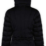 Boulder Gear Ladies Cher Insulated Jacket 2022-2023 - A black insulated jacket with a hood, featuring a zippered front and two side pockets.