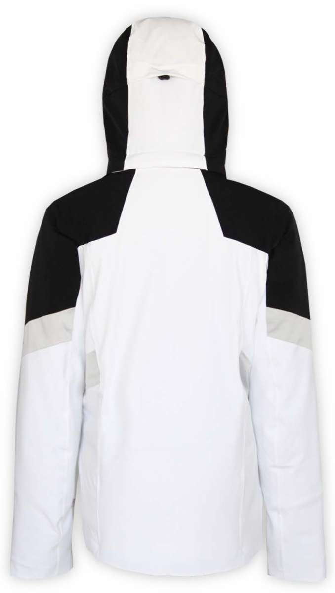 Boulder Gear Women's Deon Insulated Jacket 2022-2023 - A black and white jacket with a hood, featuring a zippered front and two side pockets.