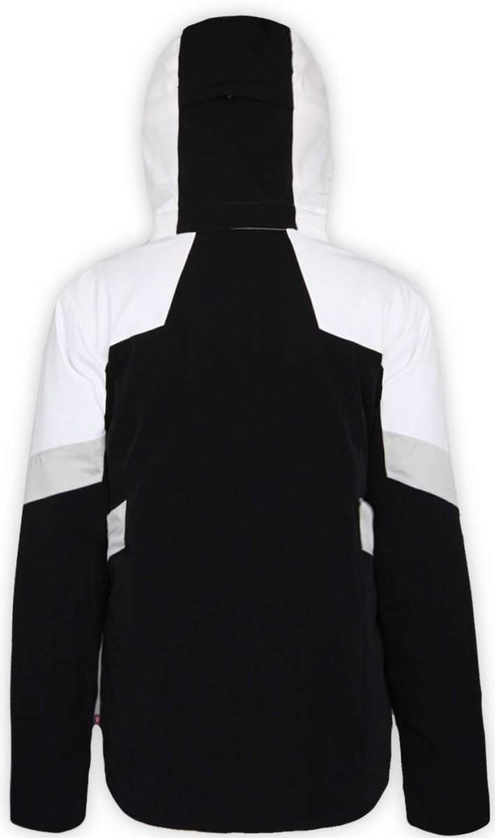 Boulder Gear Women's Deon Insulated Jacket 2022-2023 - A black and white jacket with a hood, featuring a zippered front and two side pockets.