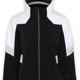 Boulder Gear Women's Deon Insulated Jacket 2022-2023 - A black and white jacket with a high collar, featuring reflective strips on the shoulders and chest.