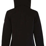 Boulder Gear Women's Jackie Tech Jacket 2024 - A black jacket with a hood, featuring a zippered front and two side pockets.