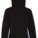 Boulder Gear Women's Jackie Tech Jacket 2024 - A black jacket with a hood, featuring a zippered front and two side pockets.