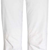 Boulder Gear Women's Journey Insulated Pant 2023 - White snow pants with black logo on left thigh and adjustable Velcro straps at waist.