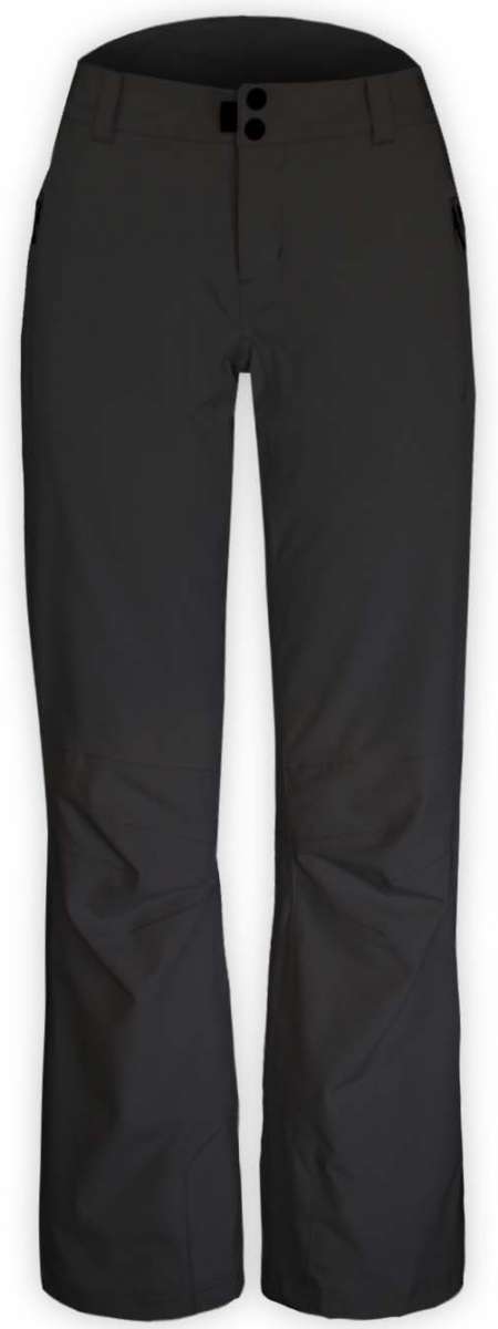 Boulder Gear Women's Journey Insulated Pant 2023 - Black insulated ski pants with a black waistband and two black buttons on the front.