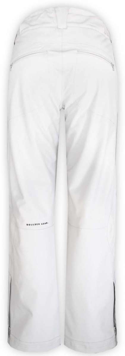 Boulder Gear Women's Journey Insulated Pant 2023 - White snow pants with zippered pockets and adjustable waistband.