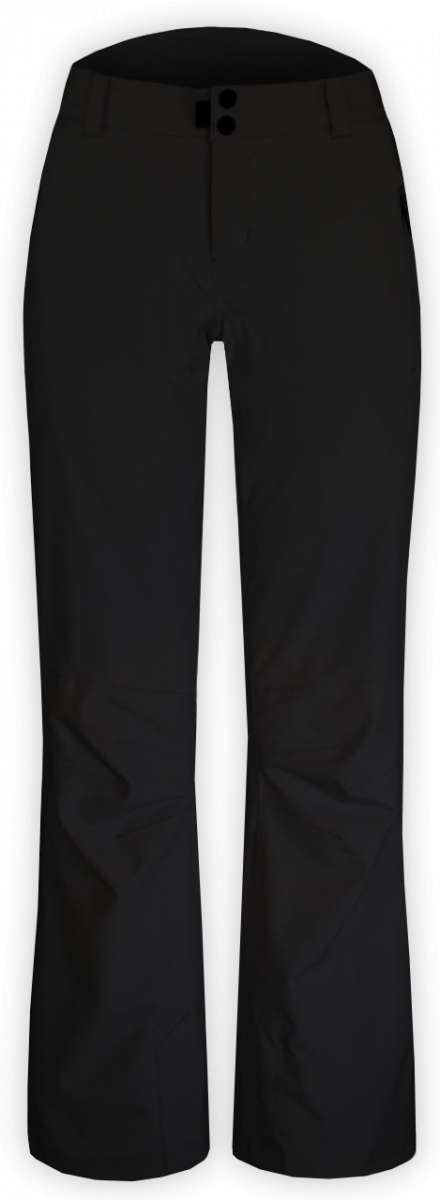 Boulder Gear Ladies Journey Insulated Pant 2024 - Black insulated ski pants with a slight sheen to the fabric, featuring three black buttons on the waistband.