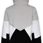 Boulder Gear Ladies Katie Insulated Jacket 2022-2023 - A light gray jacket with a hood, featuring a black and white geometric pattern on the back.