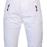 Boulder Gear Women's Marvel II Bib 2024 - White bib with rose gold buttons and black suspenders.