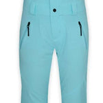 Boulder Gear Women's Marvel II Bib 2024 - A pair of women's snow bibs in a light blue color with black buttons down the front and black suspenders.