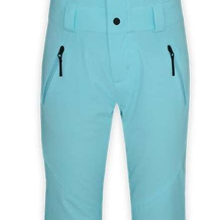 Boulder Gear Women's Marvel II Bib 2024 - A pair of women's snow bibs in a light blue color with black buttons down the front and black suspenders.