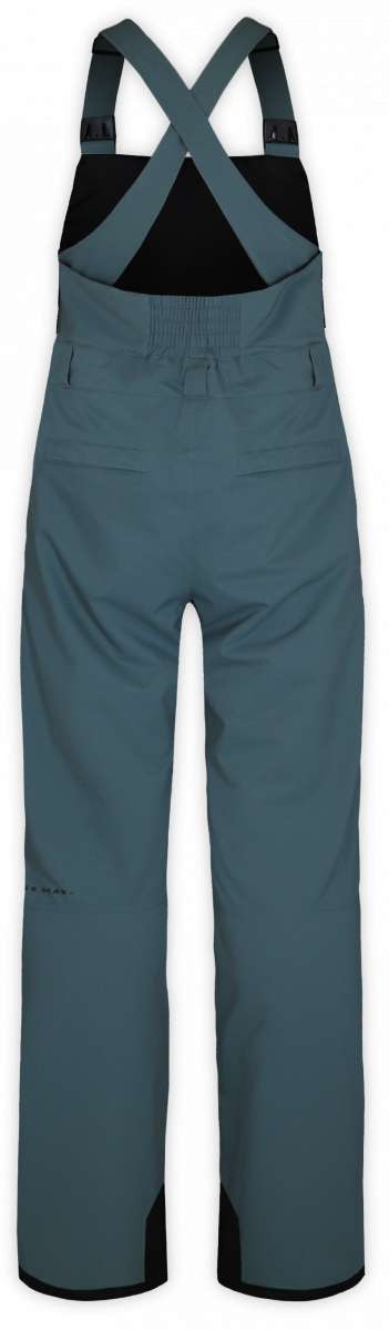 Boulder Gear Ladies Ski Bum Bib Pant 2024 - A pair of gray snow pants with a black waistband and adjustable straps.