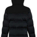 Boulder Gear Ladies Tai Insulated Jacket 2022-2023 - A black down-filled puffer jacket with a hood, featuring a zippered front and two side pockets.