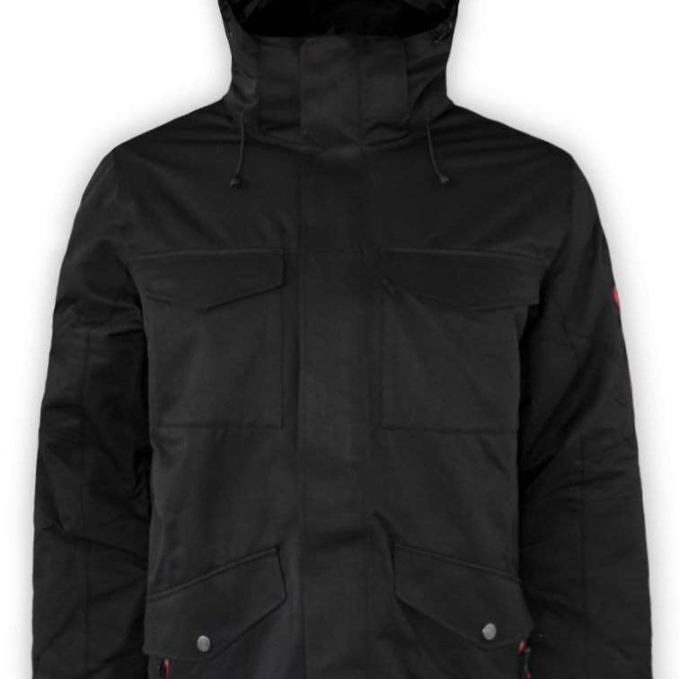 Boulder Gear Teton Insulated Jacket 2022-2023 - A black insulated jacket with a hood, featuring two chest pockets and two side pockets.