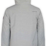 Boulder Gear Teton Insulated Jacket 2022-2023 - A light gray jacket with a hood, featuring black hardware and a small logo on the left chest.