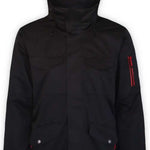 Boulder Gear Teton Insulated Jacket 2024 - Black jacket with red zipper and two zippered pockets on front.