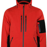Boulder Gear Volt Tech Insulated Jacket 2022-2023 - A red jacket with black accents and a hood, featuring two zippered pockets on the front.