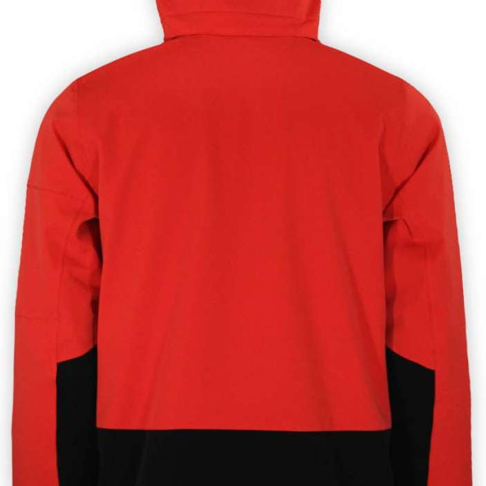 Boulder Gear Volt Tech Insulated Jacket 2022-2023 - A red and black insulated jacket with a hood, featuring a zippered front and two side pockets.
