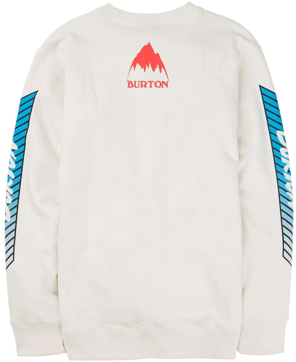 Burton 1987 Elite Crew FLC 2024 - A white crewneck sweatshirt with a red and black logo on the chest.