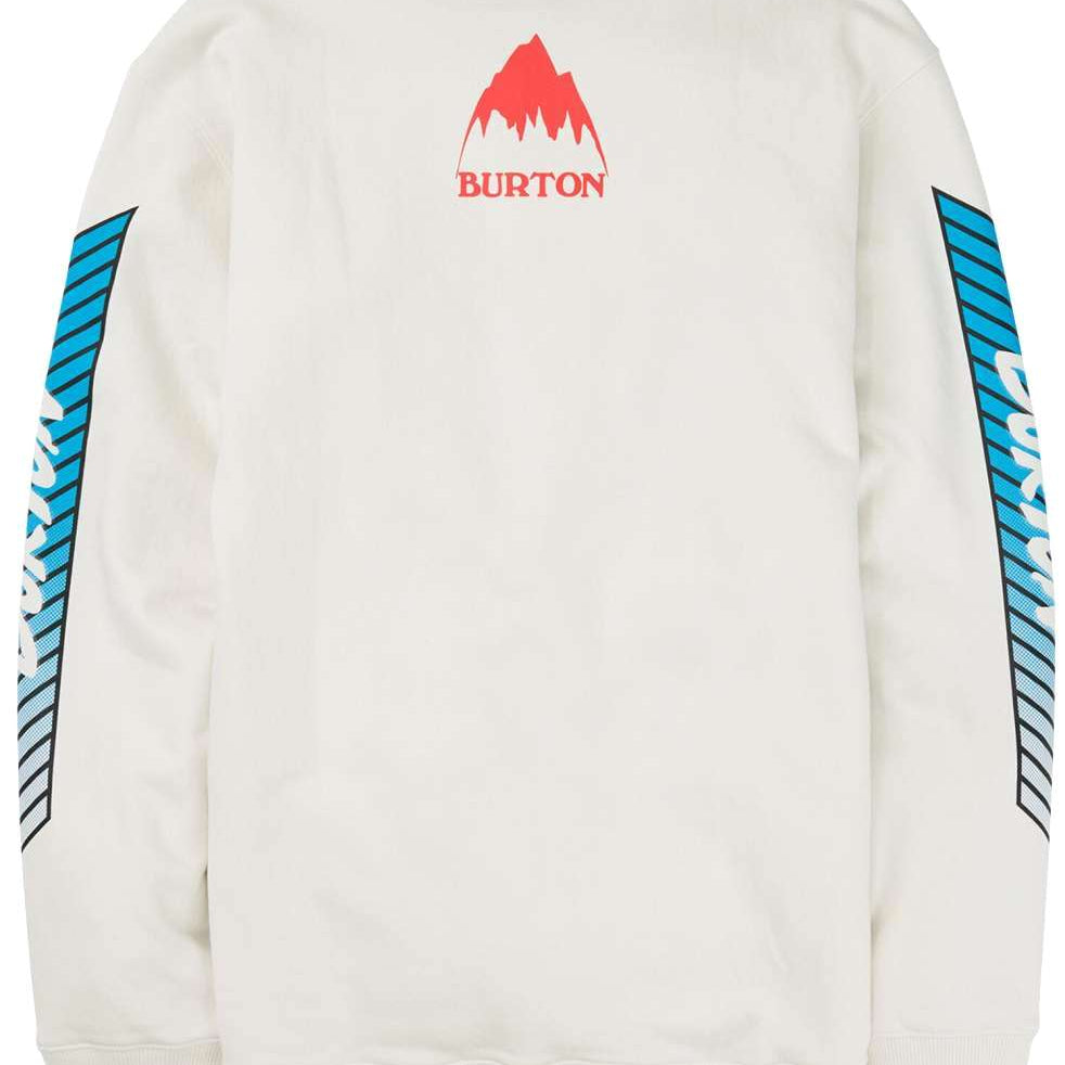 Burton 1987 Elite Crew FLC 2024 - A white crewneck sweatshirt with a red and black logo on the chest.