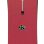 Burton 1995 Kelly Air 2024 - A red snowboard with a black logo featuring a white "B" and a lightning bolt.