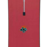 Burton 1995 Kelly Air 2024 - A red snowboard with a black logo featuring a white "B" and a lightning bolt.