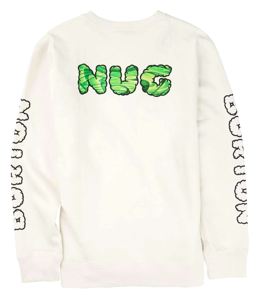 Burton 2011 Nug Crew - A white crewneck sweatshirt with green and black lettering that reads "Nug" in a bubble font.