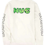 Burton 2011 Nug Crew - A white crewneck sweatshirt with green and black lettering that reads "Nug" in a bubble font.