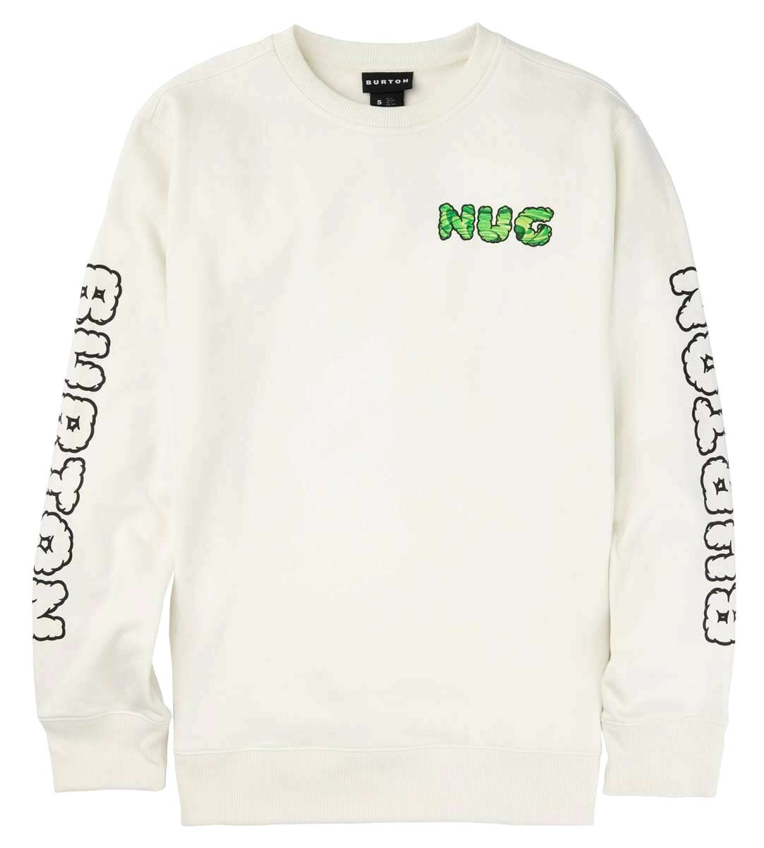 Burton 2011 Nug Crew - A white crewneck sweatshirt with a green and black graphic on the chest.