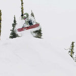 Burton Fish 3D Snowboard 2023 - A snowboard with a red base and blue fish design, viewed from above.
