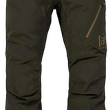 Burton AK GORE-TEX Cyclic Pant 2023 - Dark green pants with a zippered pocket on the right thigh and a small Burton logo in gold on the left leg.