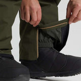Burton AK GORE-TEX Cyclic Pant 2023 - Dark green waterproof pants with a zippered ankle cuff and elastic waistband.