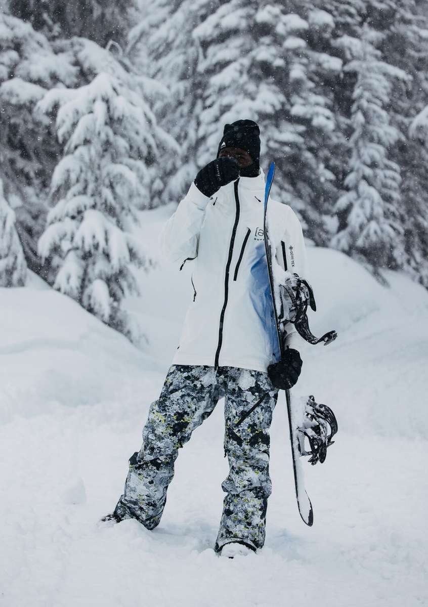 Burton AK GORE-TEX Cyclic Pant 2023 - Black snow pants with a subtle pattern of thin, light gray lines and small, dark gray dots.