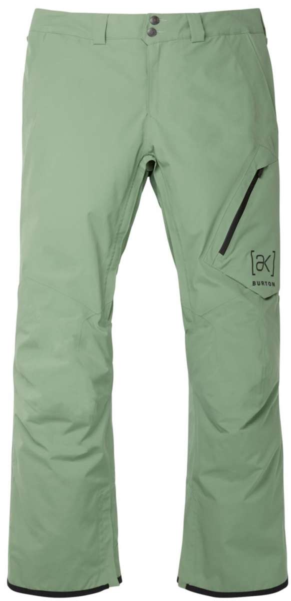 Burton AK GORE-TEX Cyclic Pant 2023 - A pair of khaki green snow pants with a black zipper on the left leg.
