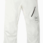 Burton AK GORE-TEX Cyclic Pant 2023 - White snow pants with a black stripe on the left leg, featuring a zippered pocket and adjustable cuffs.