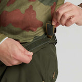 Burton AK GORE-TEX Cyclic Pant 2023 - Dark green snow pants with a subtle pattern of thin, darker stripes on the side and back pockets.